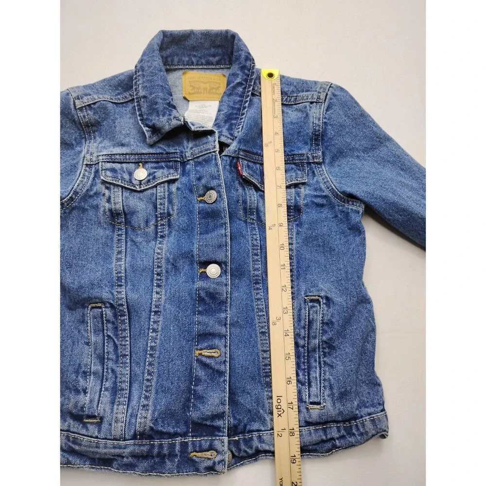 Levis Denim Trucker Jacket Youth Large Blue 12-13 Years Unisex Western Chore